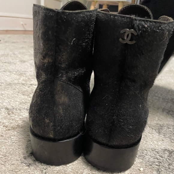 Chanel Distressed black iridescent booties European Size 37 1/2 - Picture 2 of 10